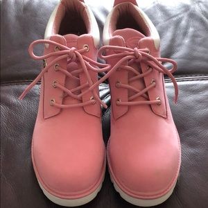 Pink and white Lugz Boots